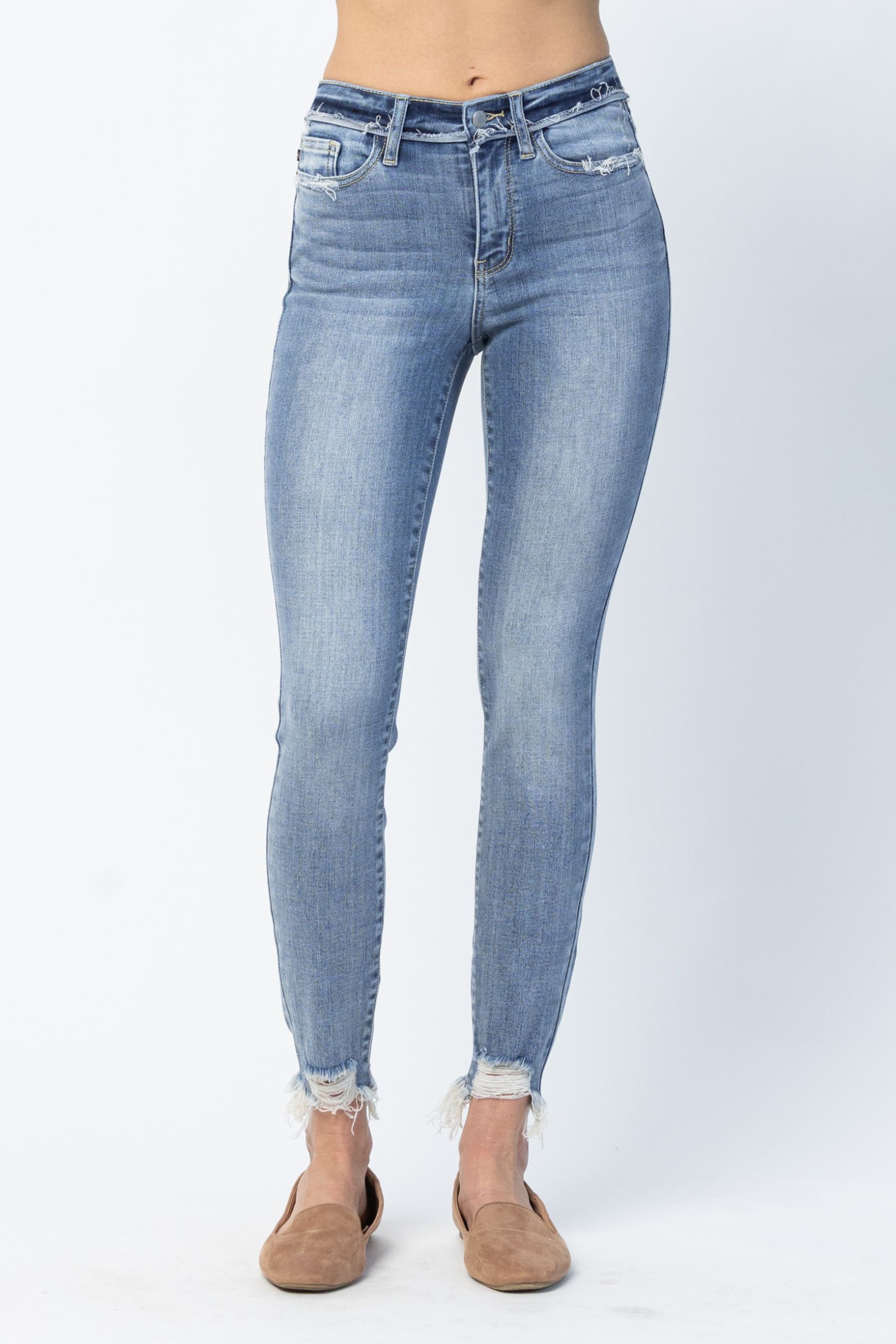 Judy Blue Mid Rise Release Waistband Detail Skinny