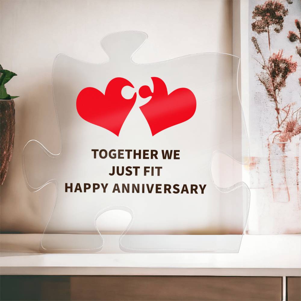 Together We Just Fit | Acrylic Puzzle Plaque | Anniversary Gift