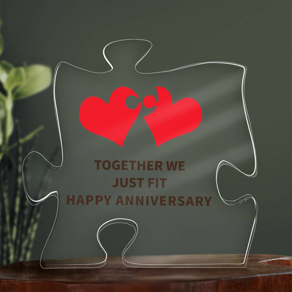 Together We Just Fit | Acrylic Puzzle Plaque | Anniversary Gift