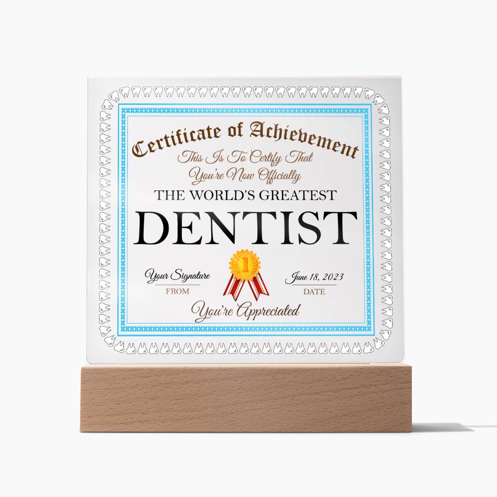 World's Greatest Dentist Acrylic Square Plaque