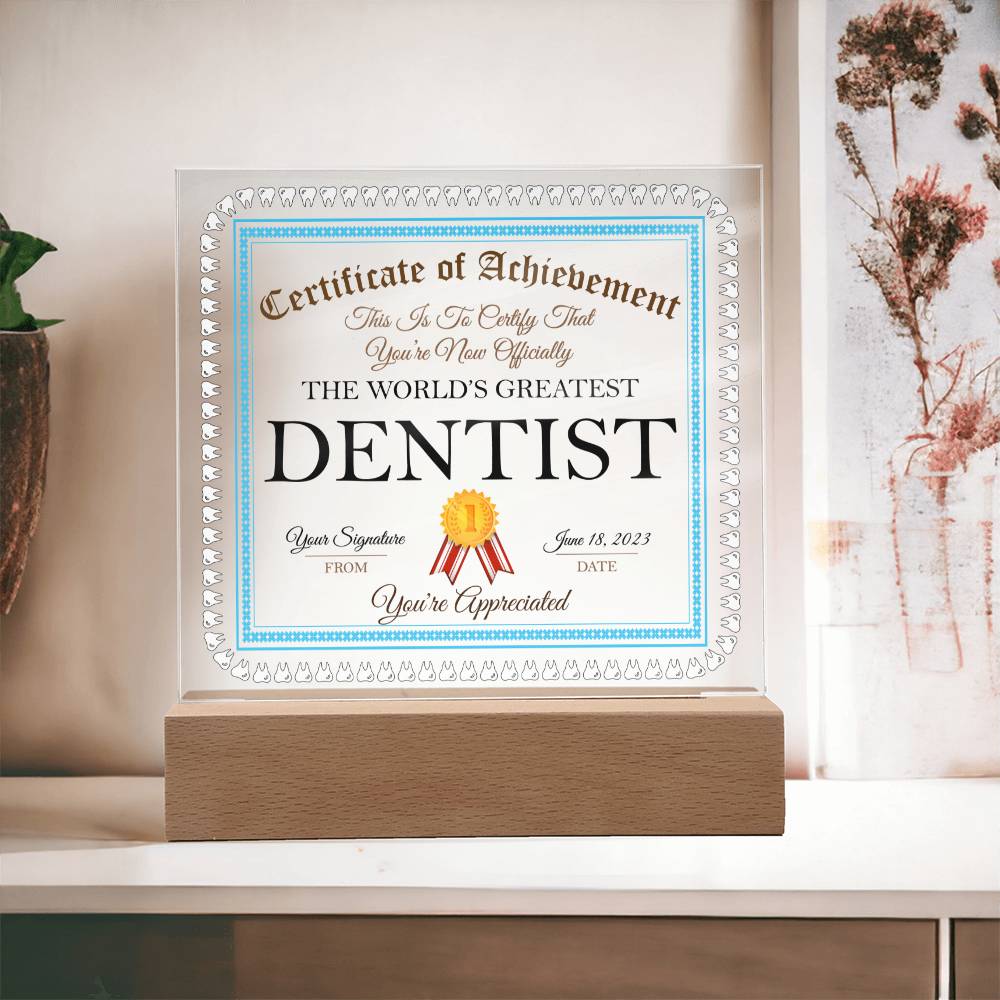 World's Greatest Dentist Acrylic Square Plaque