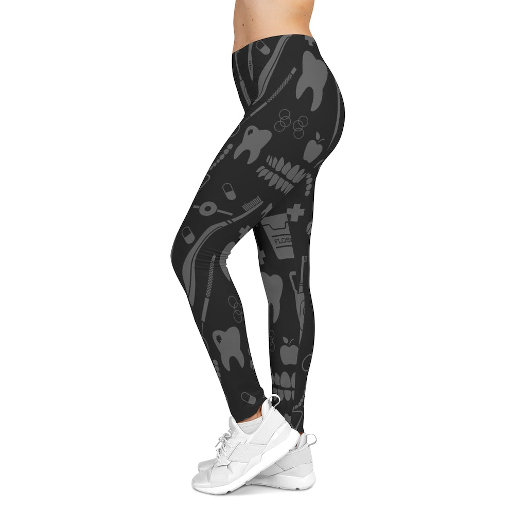 Dark Dental Pattern Women's Casual Leggings