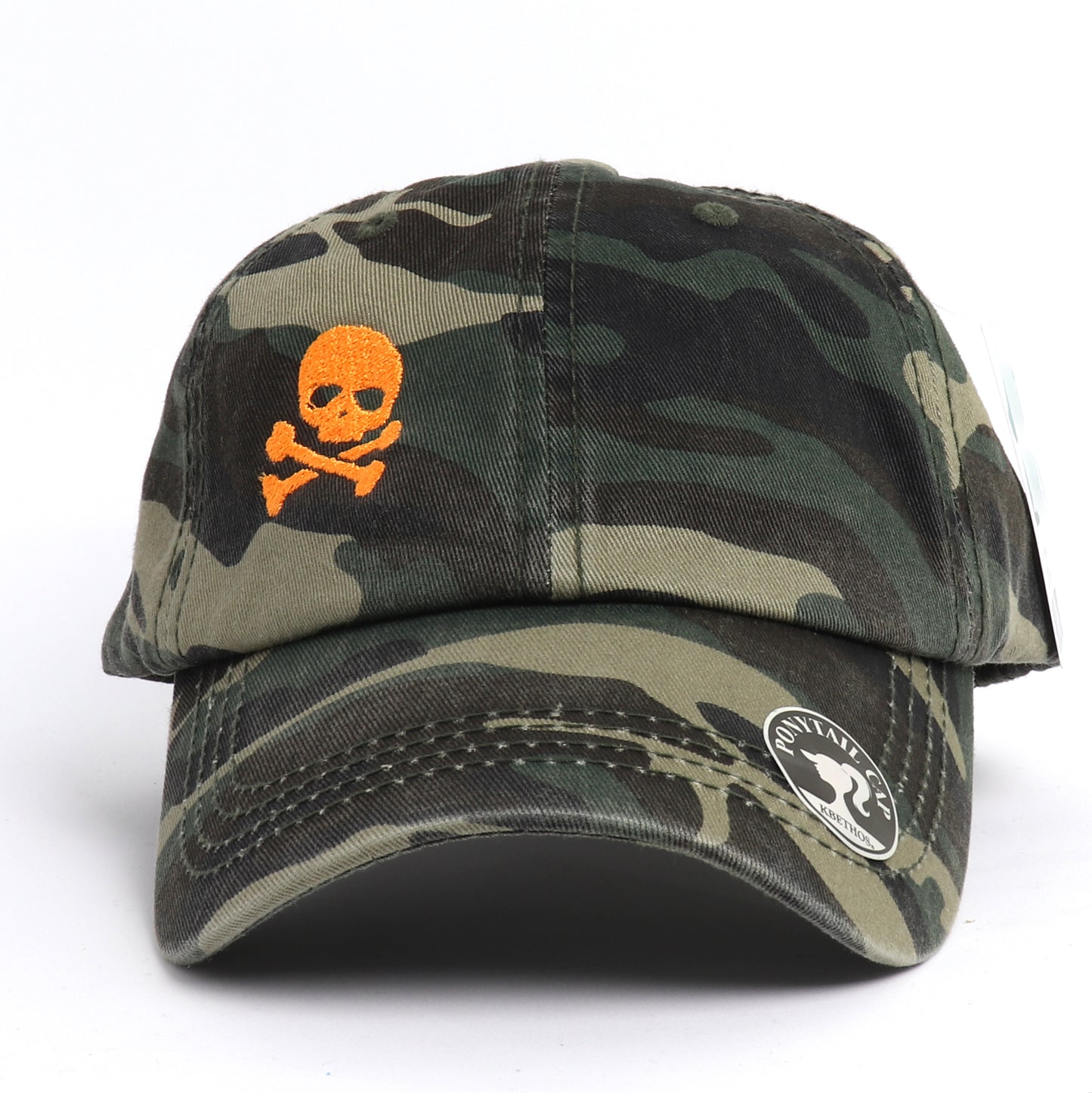 Skull & Crossbones Classic Camouflage Ponytail Hat