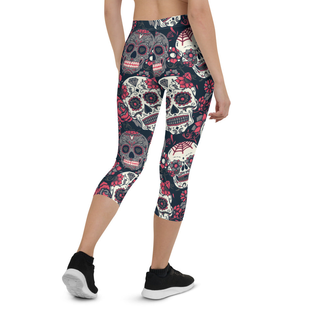 Sugar Skull Capri Leggings