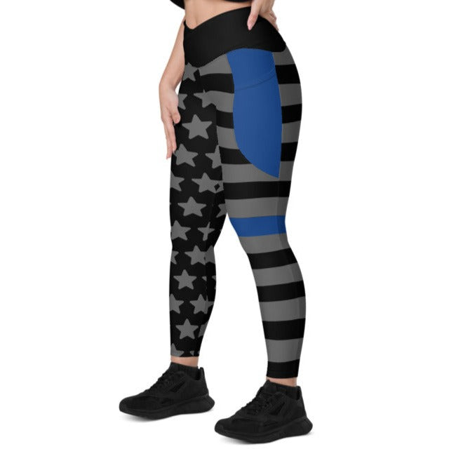 Thin Blue Line Stars n Stripes Leggings with pockets