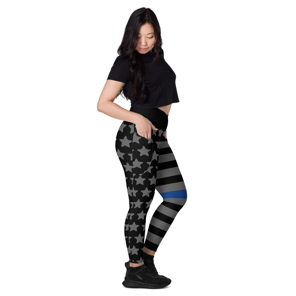 Thin Blue Line Stars n Stripes Leggings with pockets