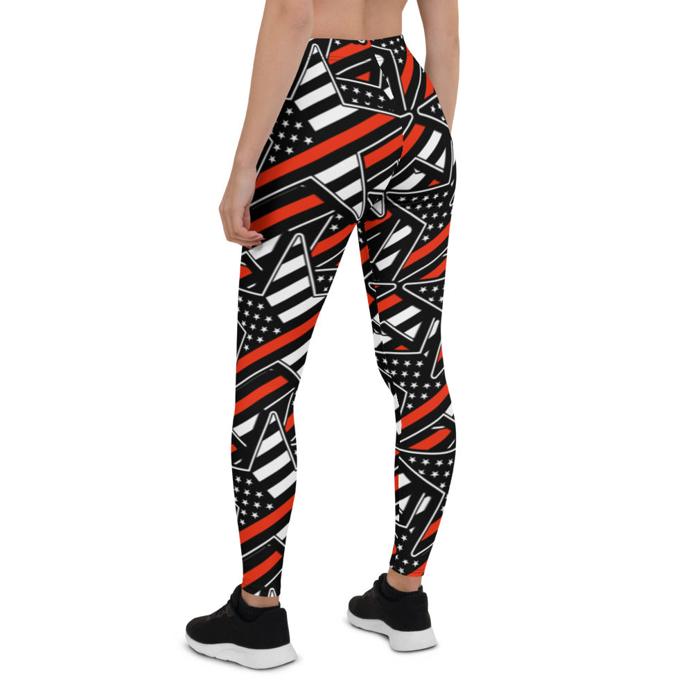 Thin Red Line Star Pattern Leggings