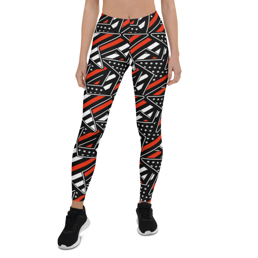 Thin Red Line Star Pattern Leggings
