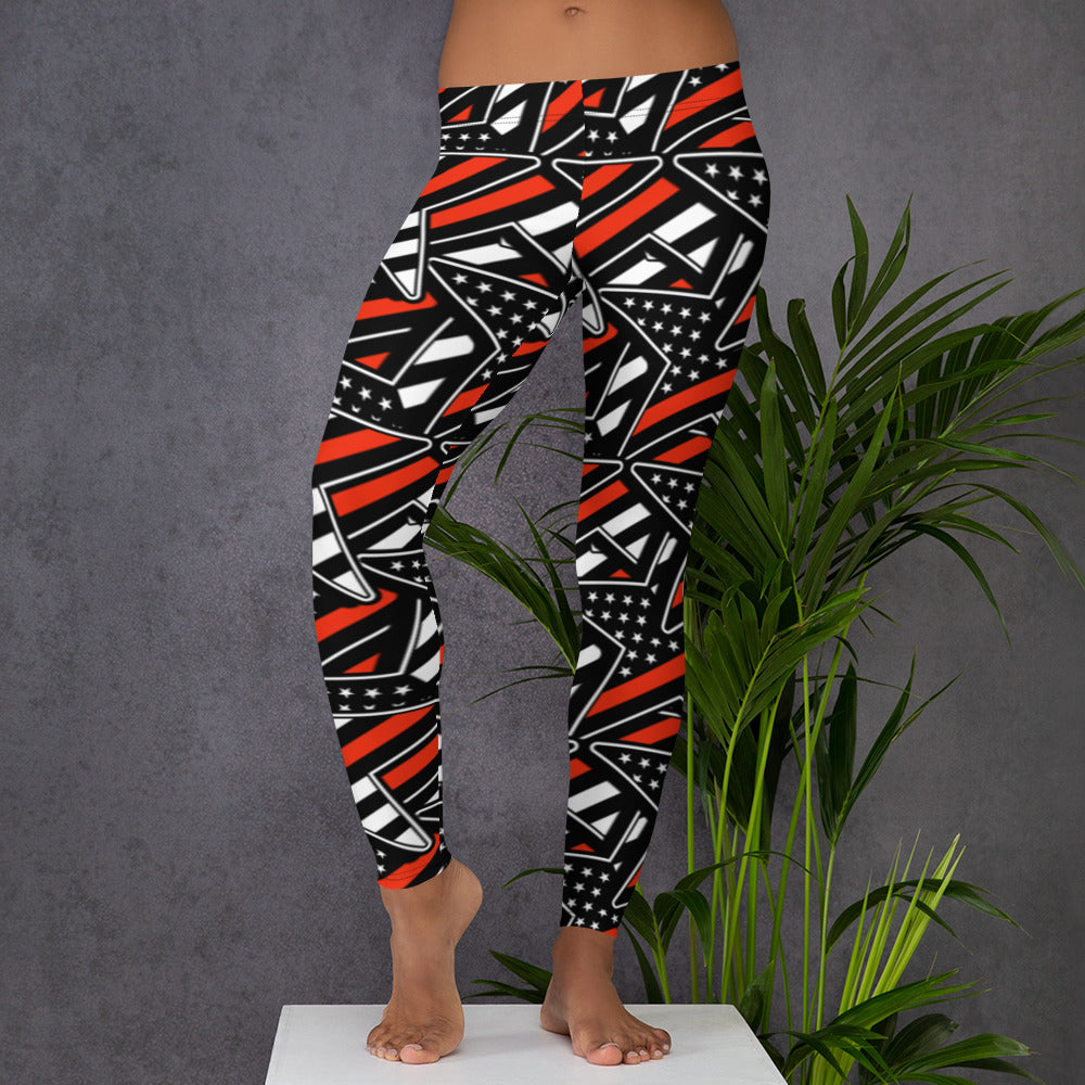 Thin Red Line Star Pattern Leggings