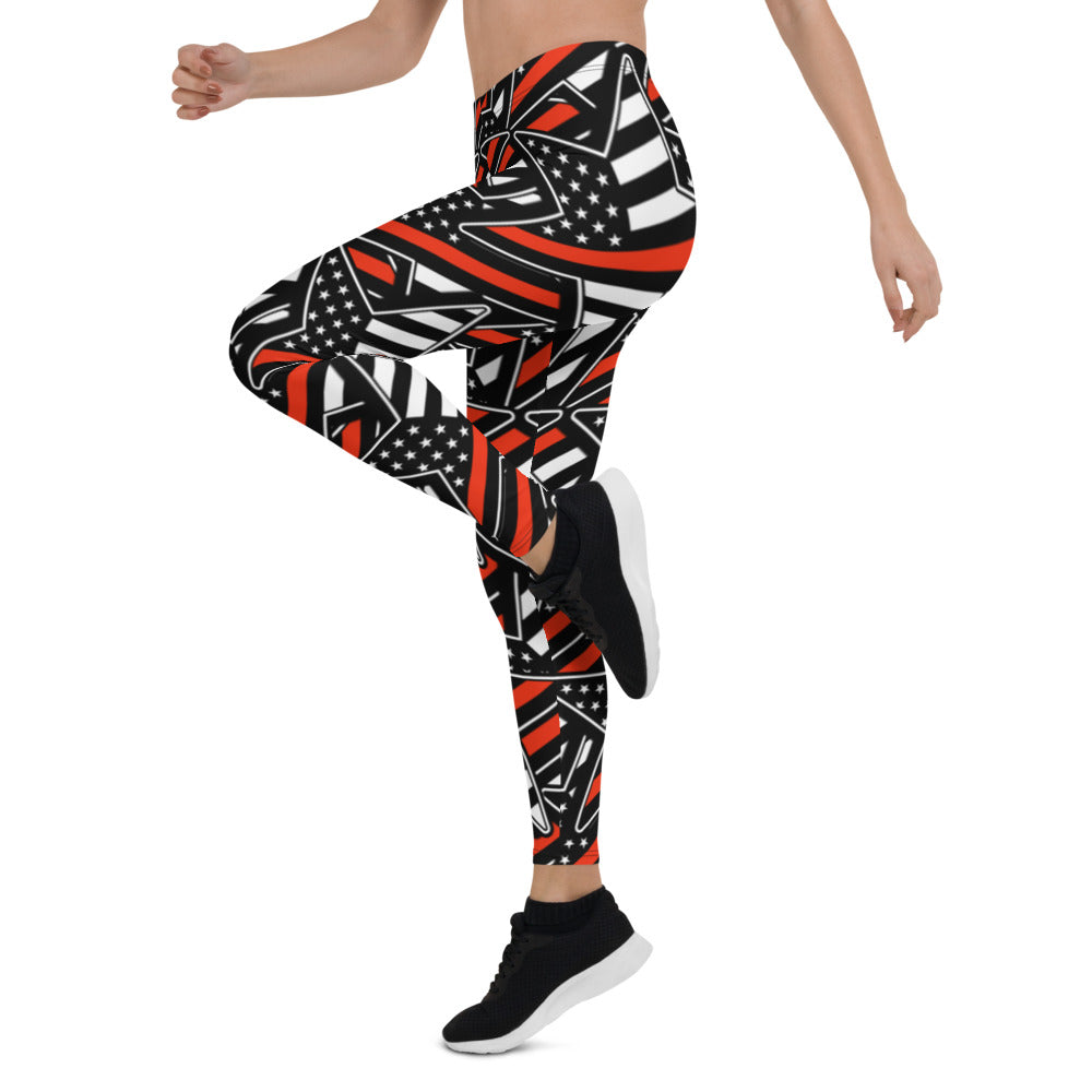Thin Red Line Star Pattern Leggings