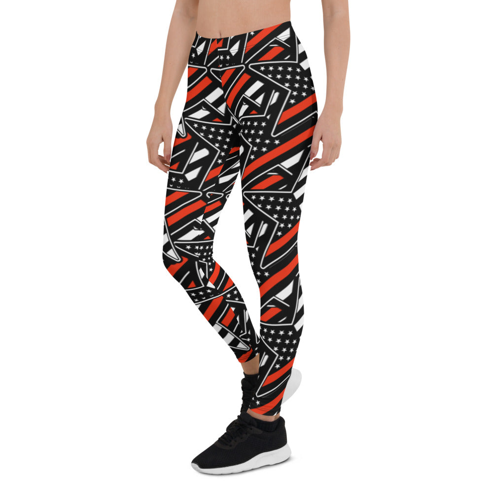 Thin Red Line Star Pattern Leggings
