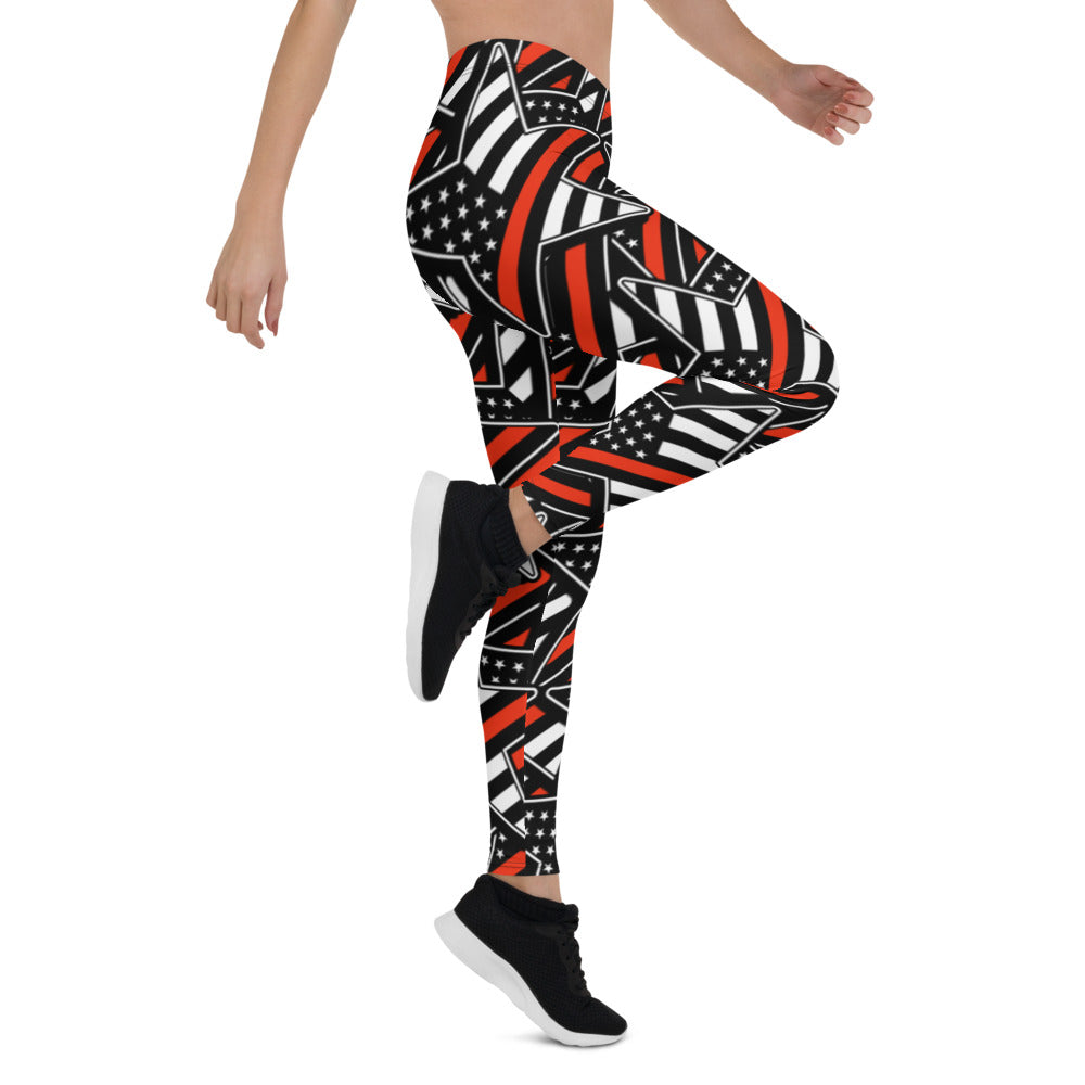 Thin Red Line Star Pattern Leggings