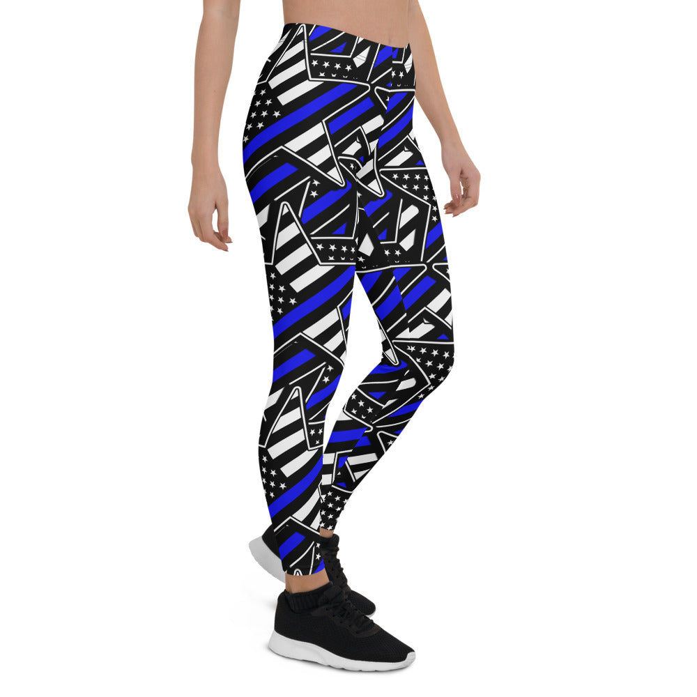 Thin Blue Line Star Pattern Leggings