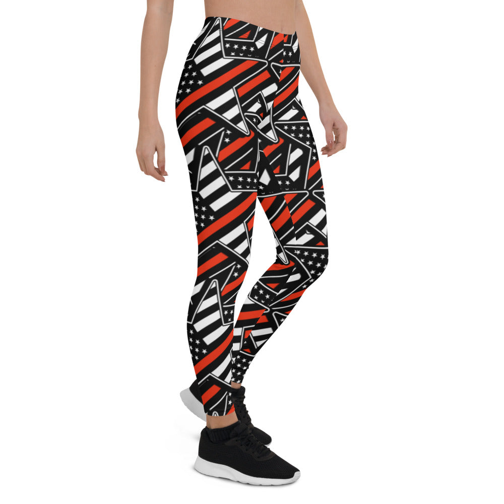 Thin Red Line Star Pattern Leggings