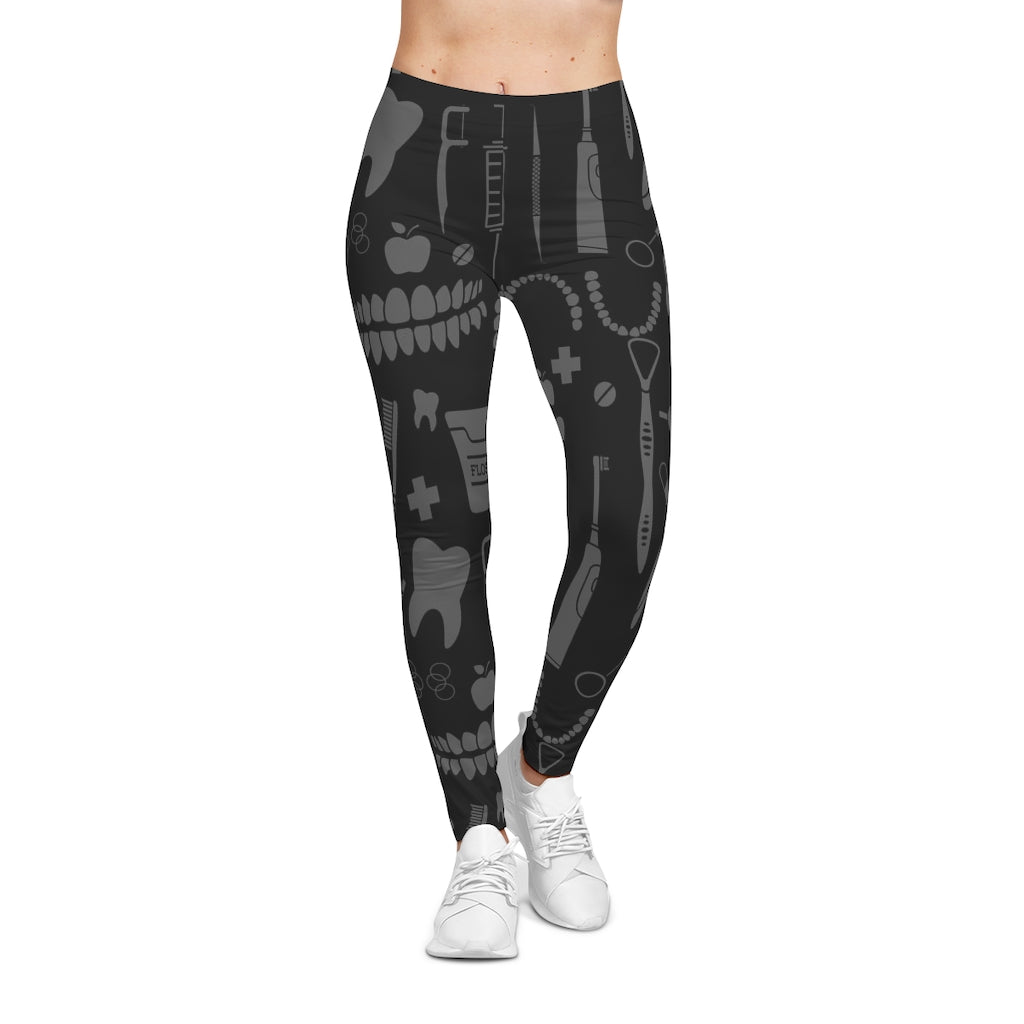 Dark Dental Pattern Women's Casual Leggings