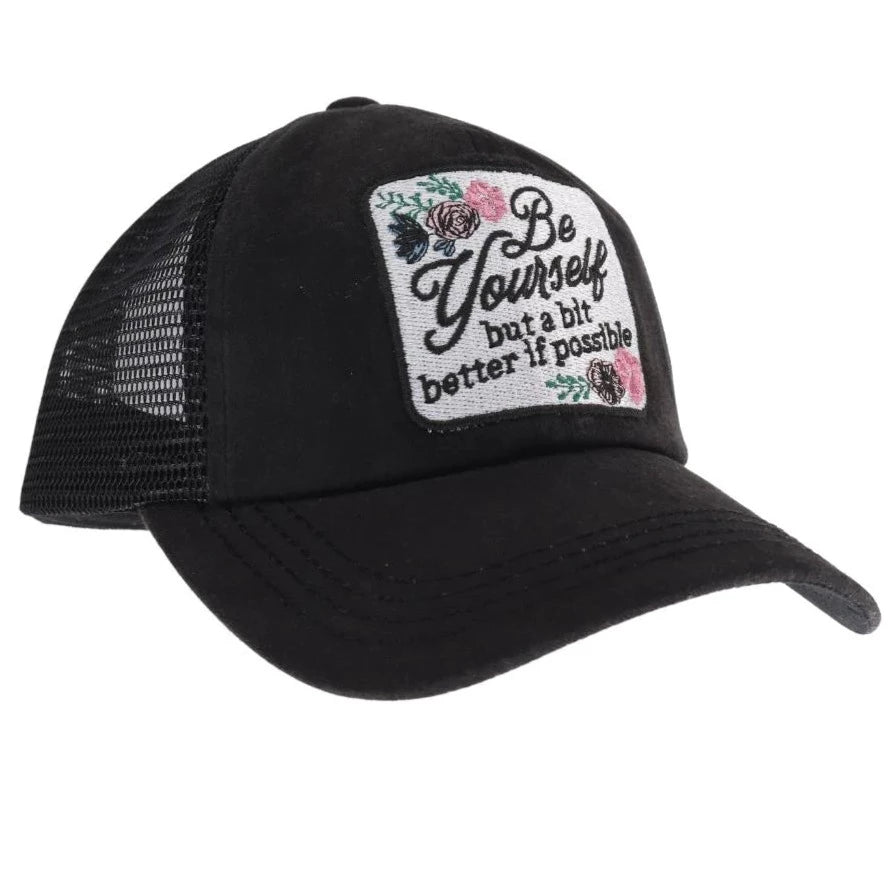 Be Yourself Patch High Pony Criss Cross Ball Cap