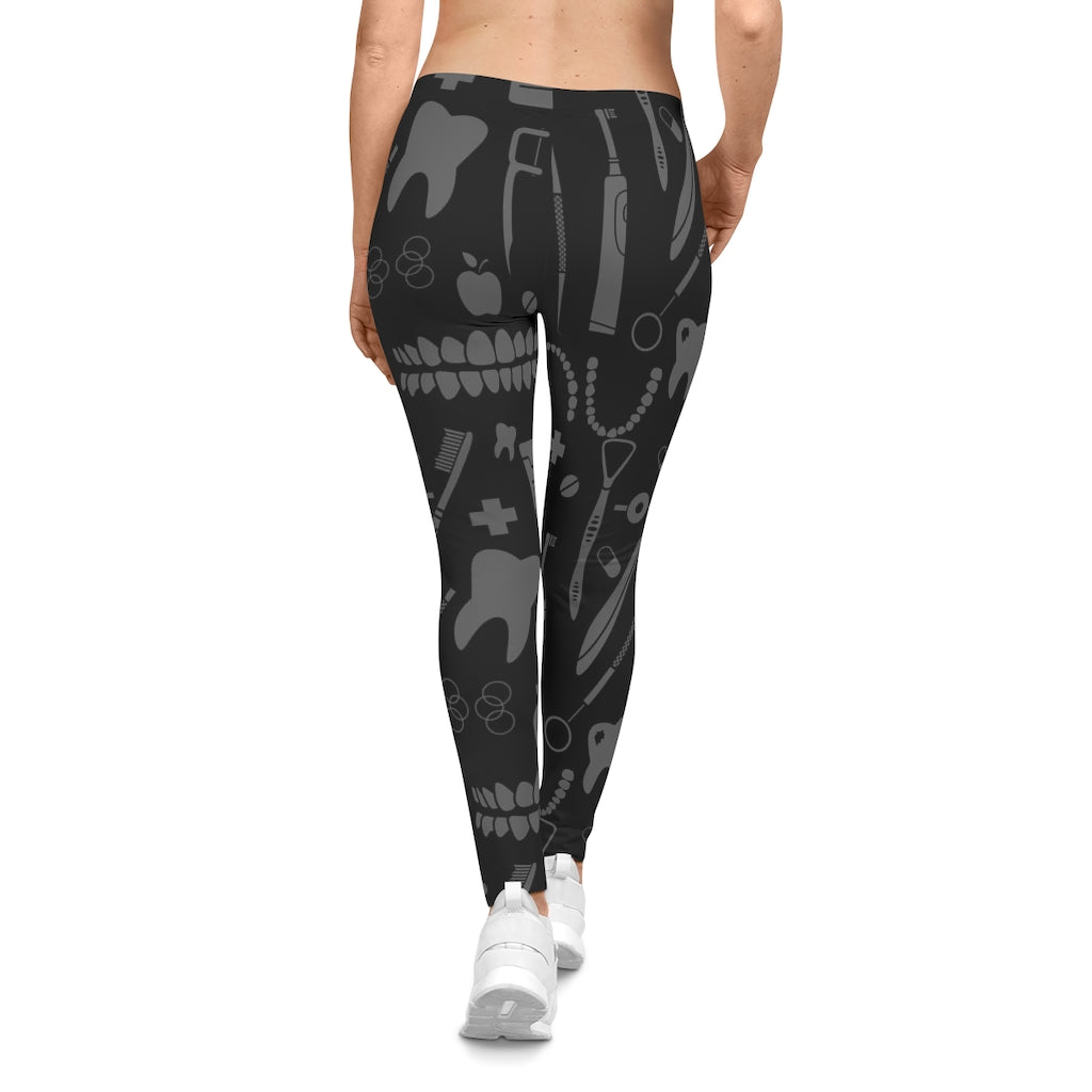 Dark Dental Pattern Women's Casual Leggings