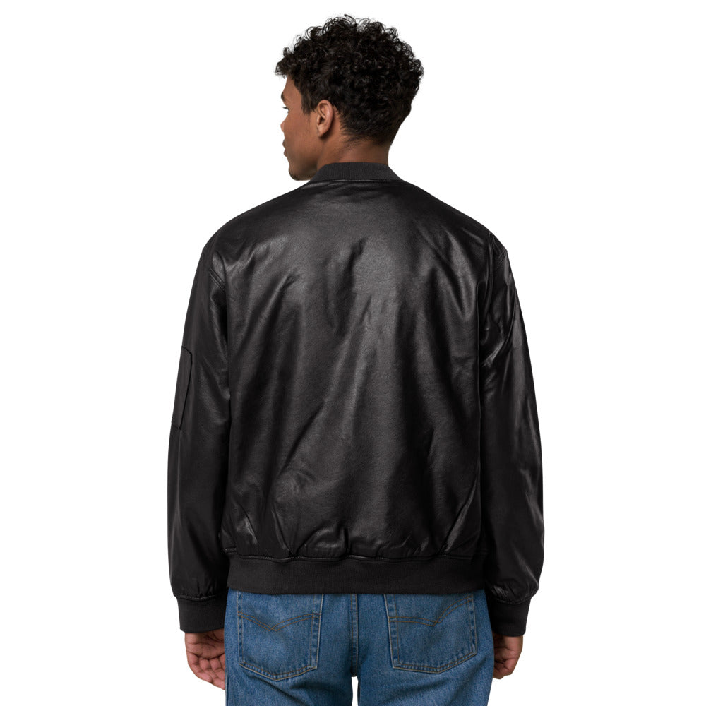 Red Skull & Crossbones Leather Bomber Jacket