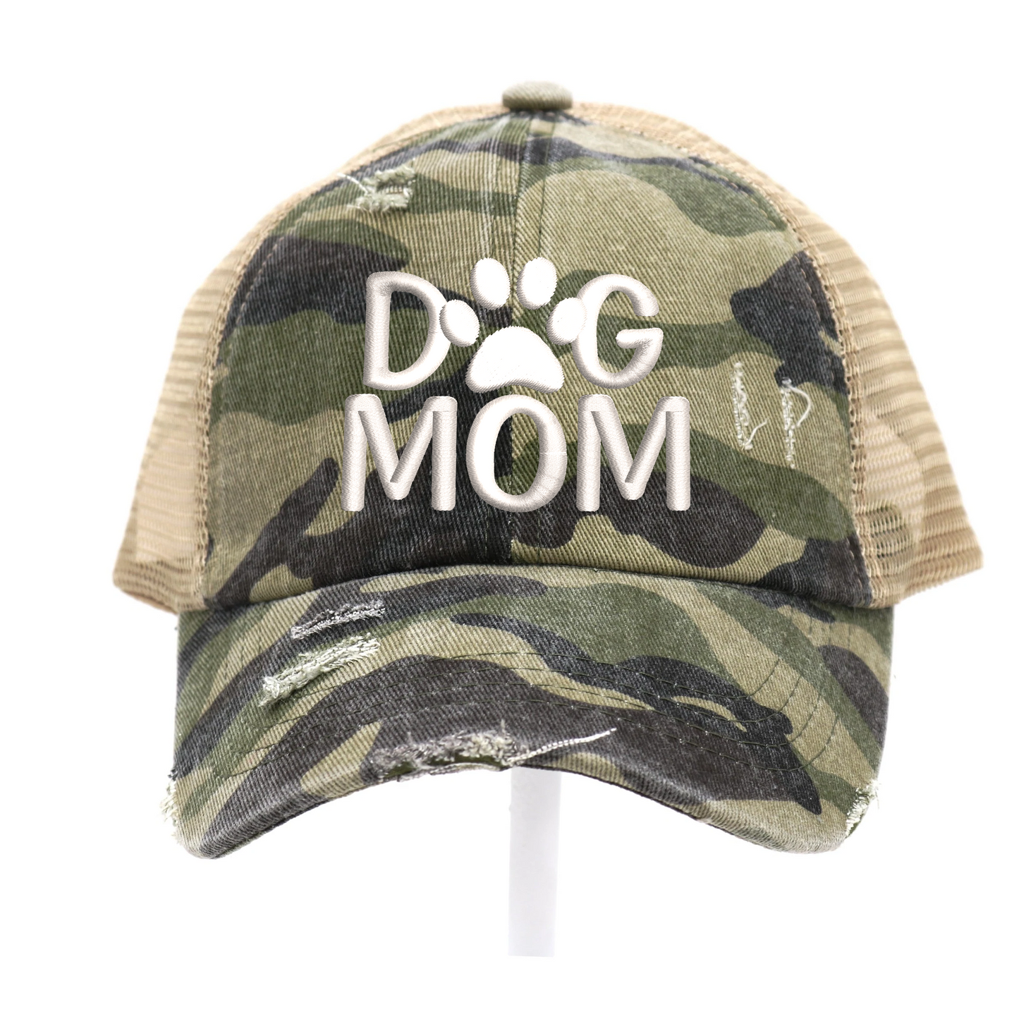 Dog Mom Camo Ponytail Hat