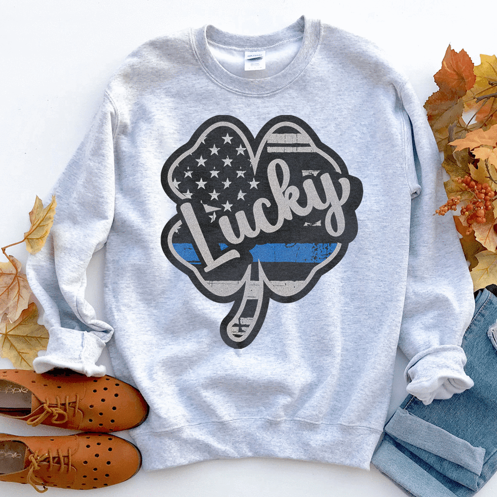 Thin Blue Line Flag Lucky Unisex Sweatshirt
