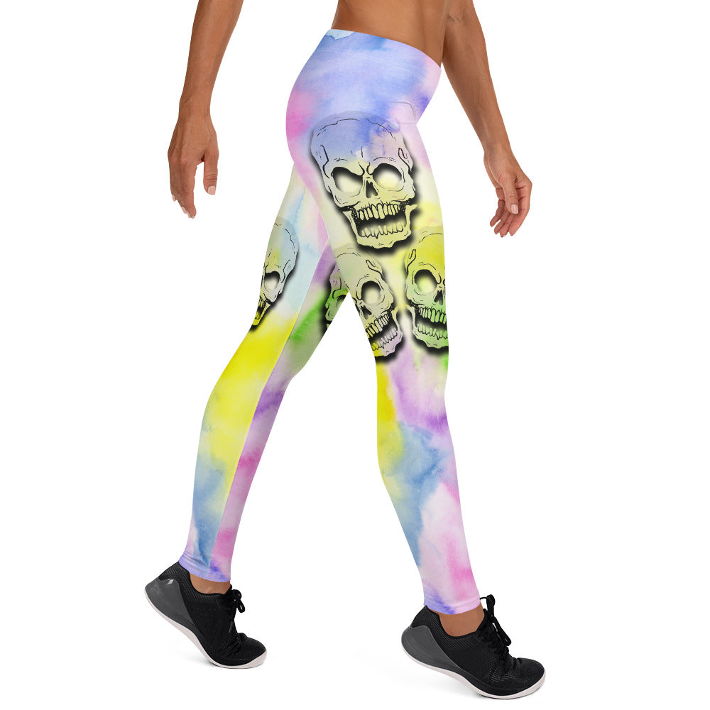 Water Color Ghost Skull Leggings