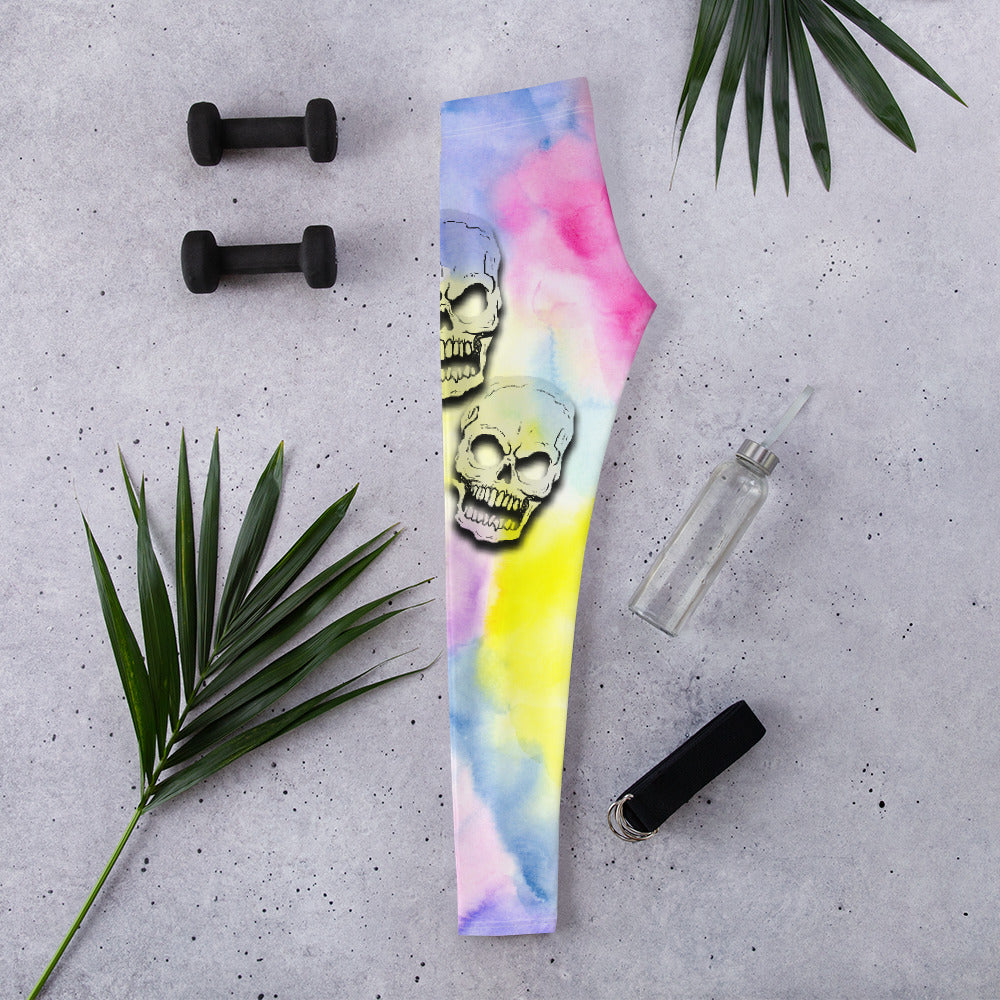 Water Color Ghost Skull Leggings