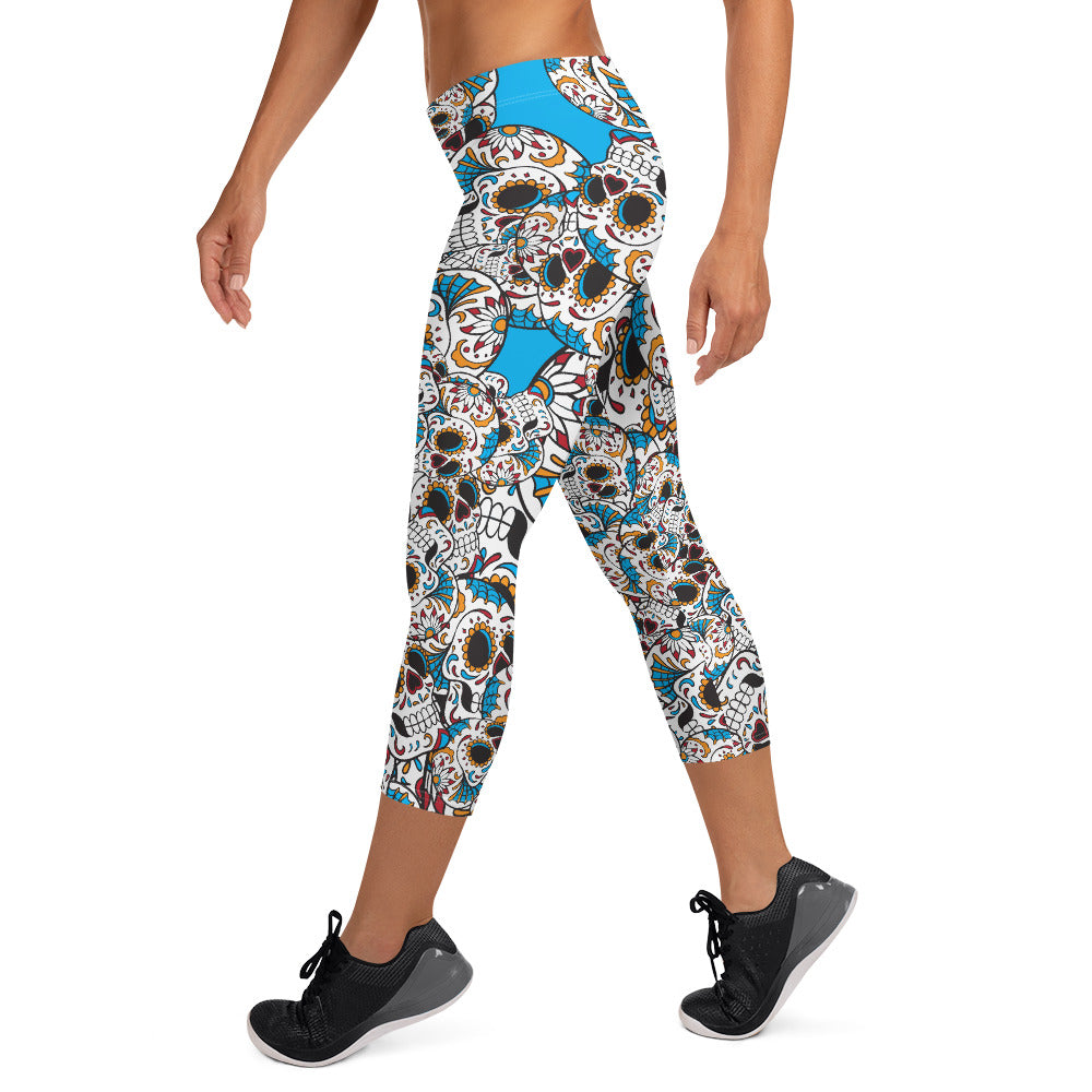 Scattered Sugar Skull Capri Leggings
