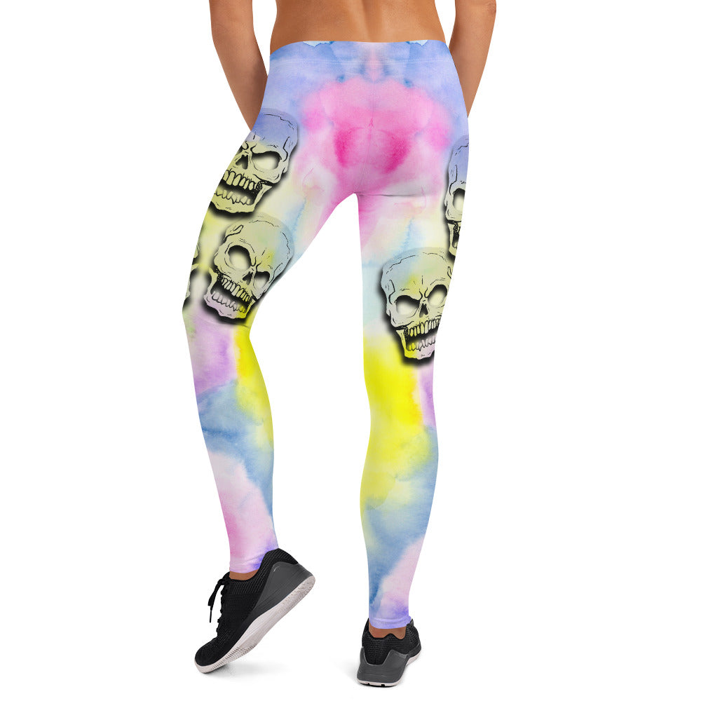 Water Color Ghost Skull Leggings