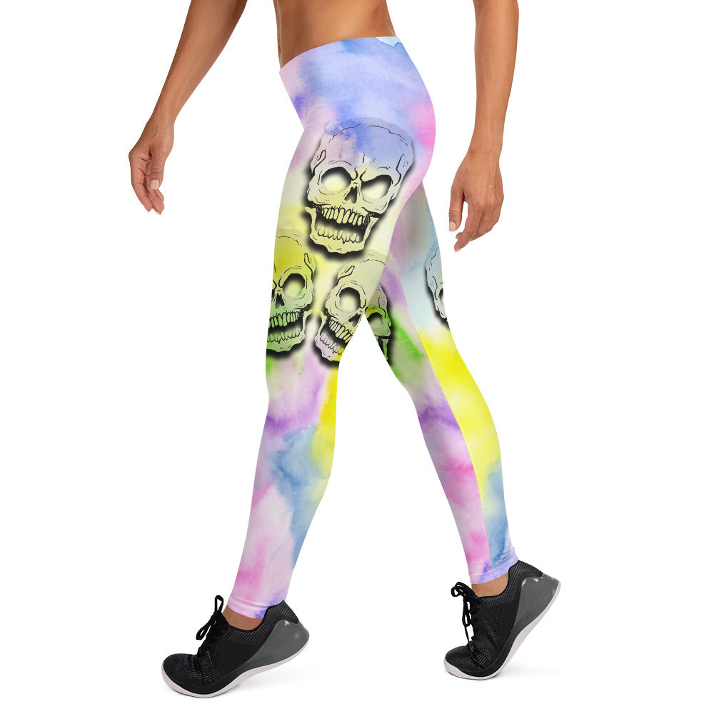 Water Color Ghost Skull Leggings