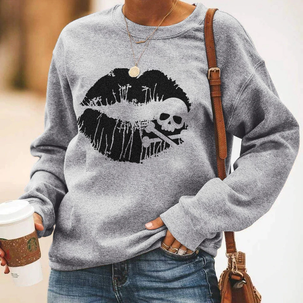 Skull & Crossbones Lips Unisex Crewneck Sweatshirt