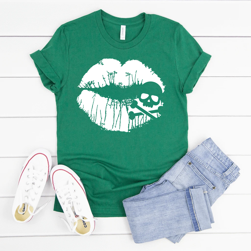 Skull & Crossbones Lips Short Sleeve T-Shirt