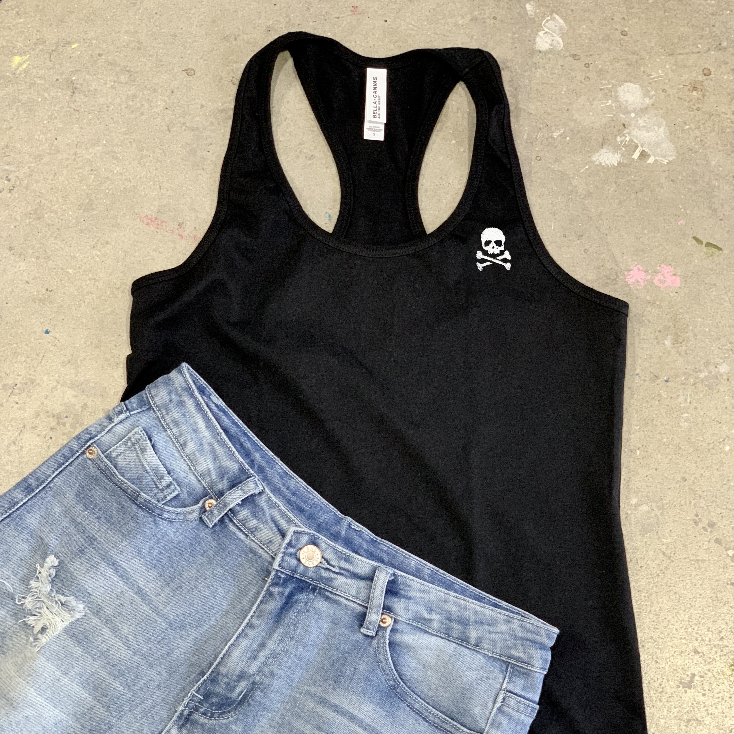 Skull & Crossbones Embroidered Racerback Tank
