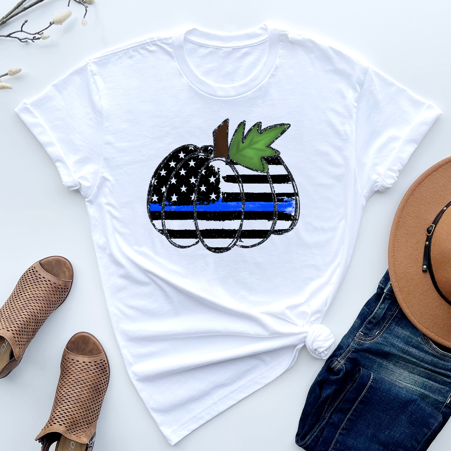 Thin Blue Line Pumpkin T-Shirt