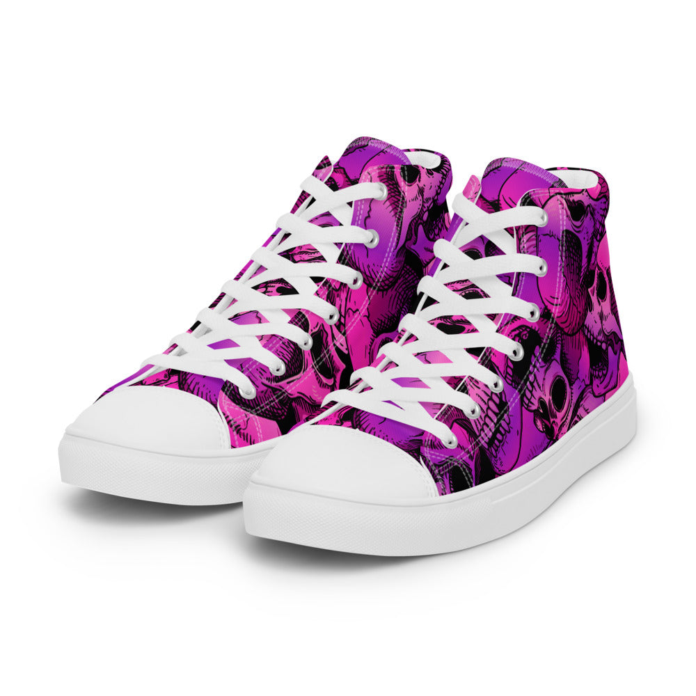 Skull Stack Women’s High Top Canvas Shoes