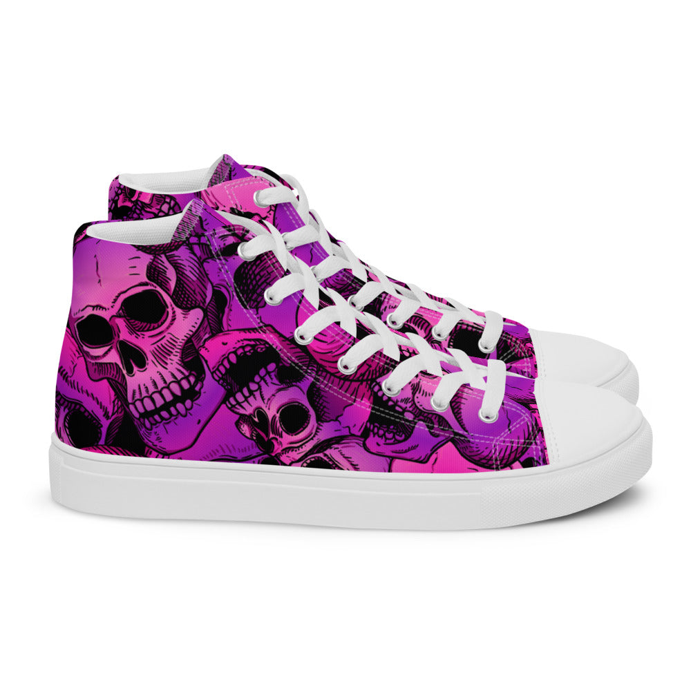 Skull Stack Women’s High Top Canvas Shoes