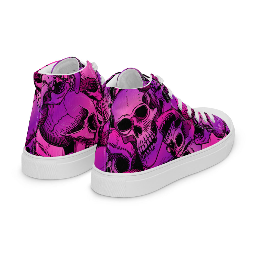 Skull Stack Women’s High Top Canvas Shoes