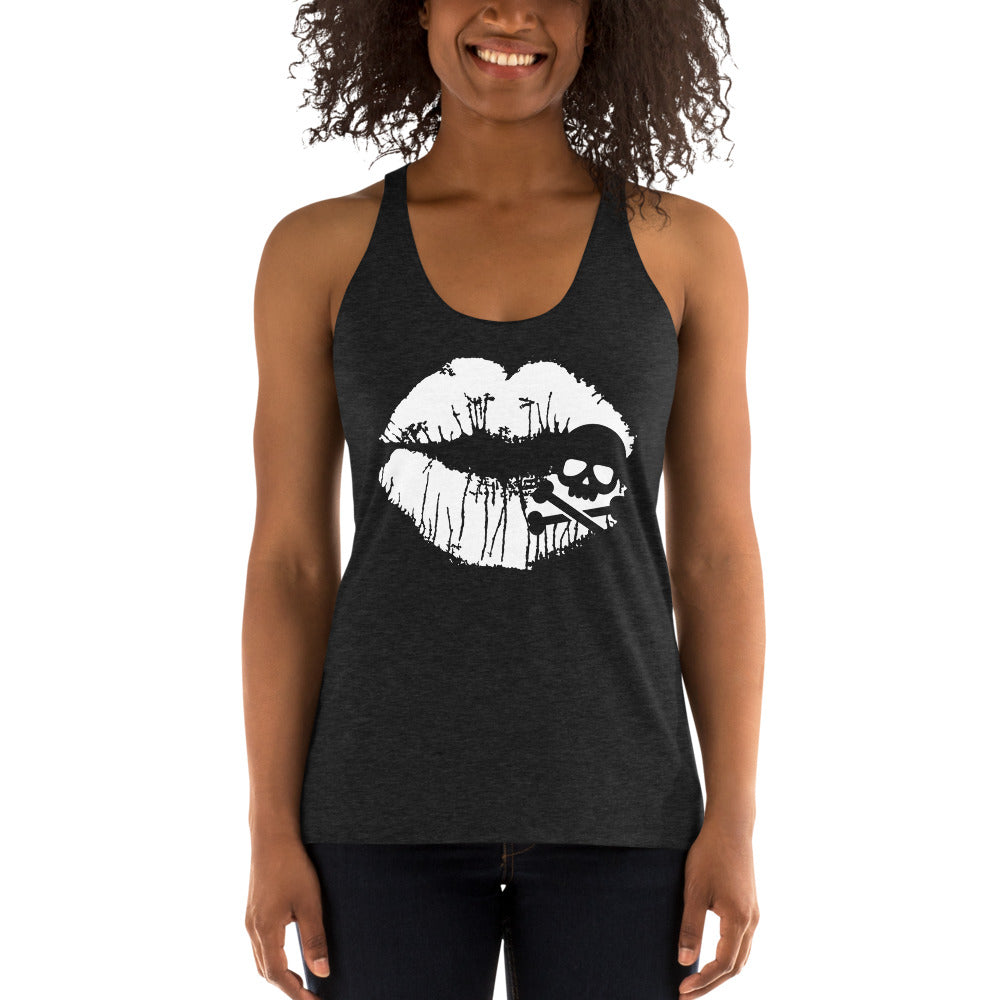 Skull & Crossbones Lips Women's Racerback Tank