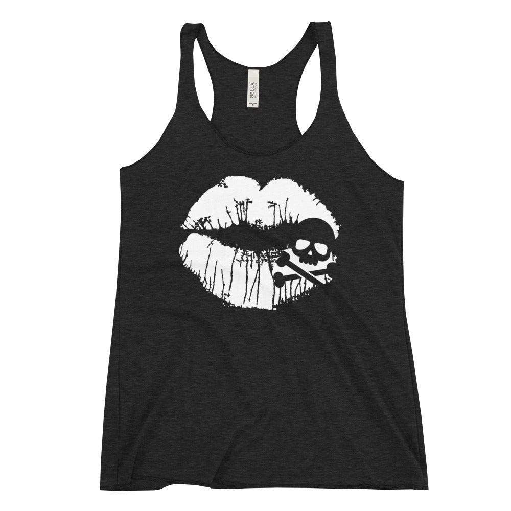 Skull & Crossbones Lips Women's Racerback Tank