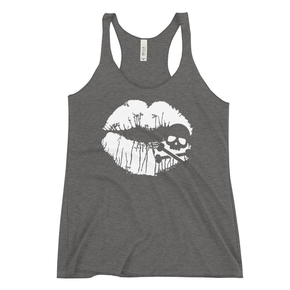 Skull & Crossbones Lips Women's Racerback Tank