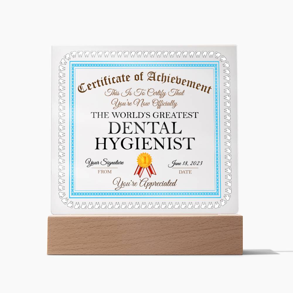World's Greatest Dental Hygienist Acrylic Square Plaque
