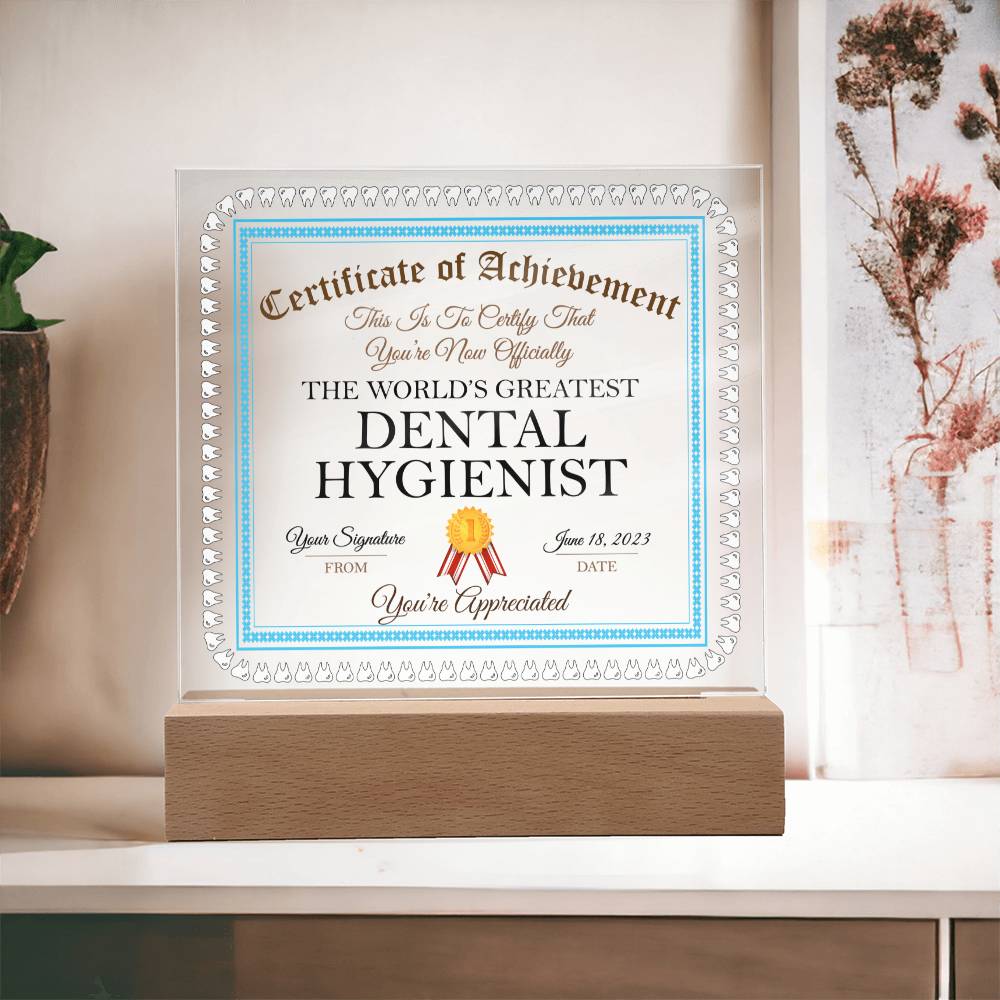 World's Greatest Dental Hygienist Acrylic Square Plaque
