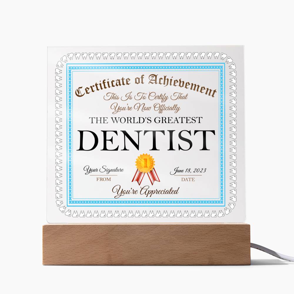 World's Greatest Dentist Acrylic Square Plaque