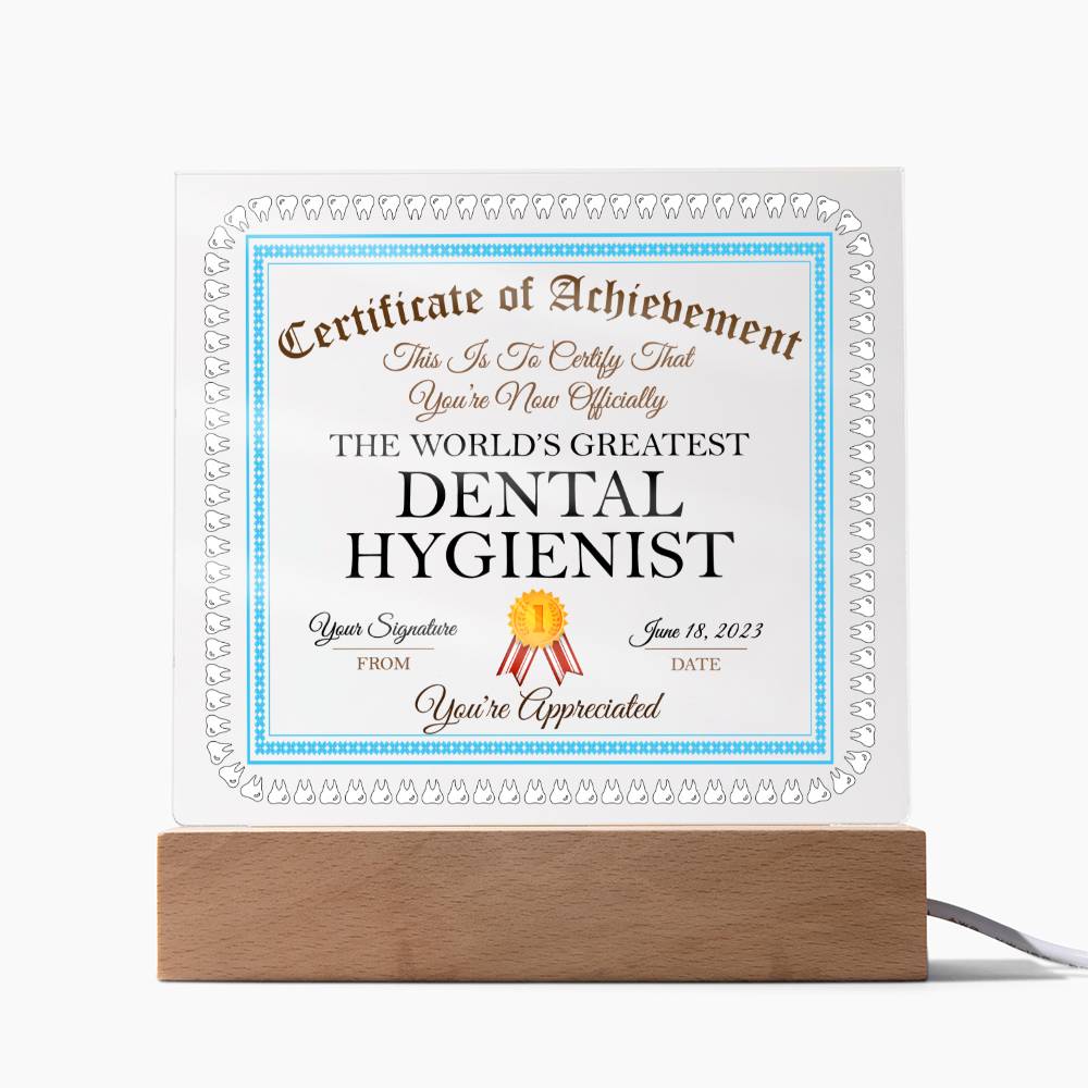 World's Greatest Dental Hygienist Acrylic Square Plaque