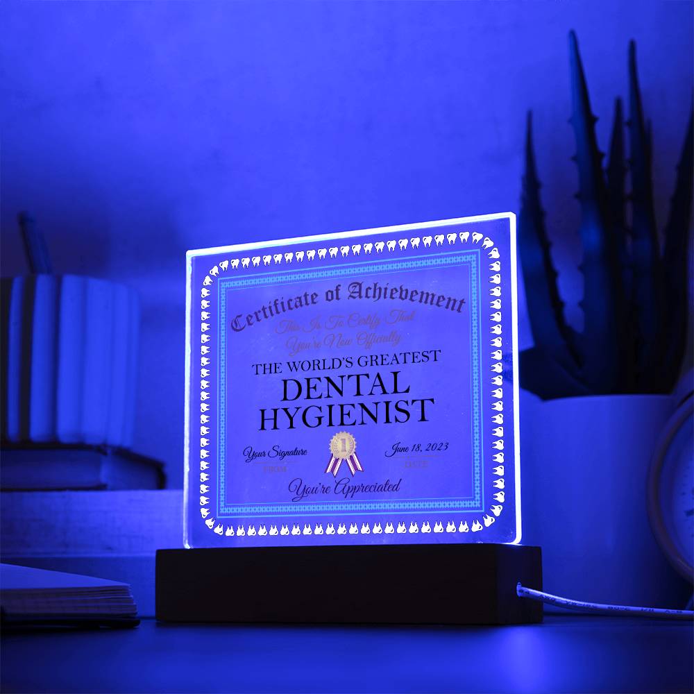 World's Greatest Dental Hygienist Acrylic Square Plaque