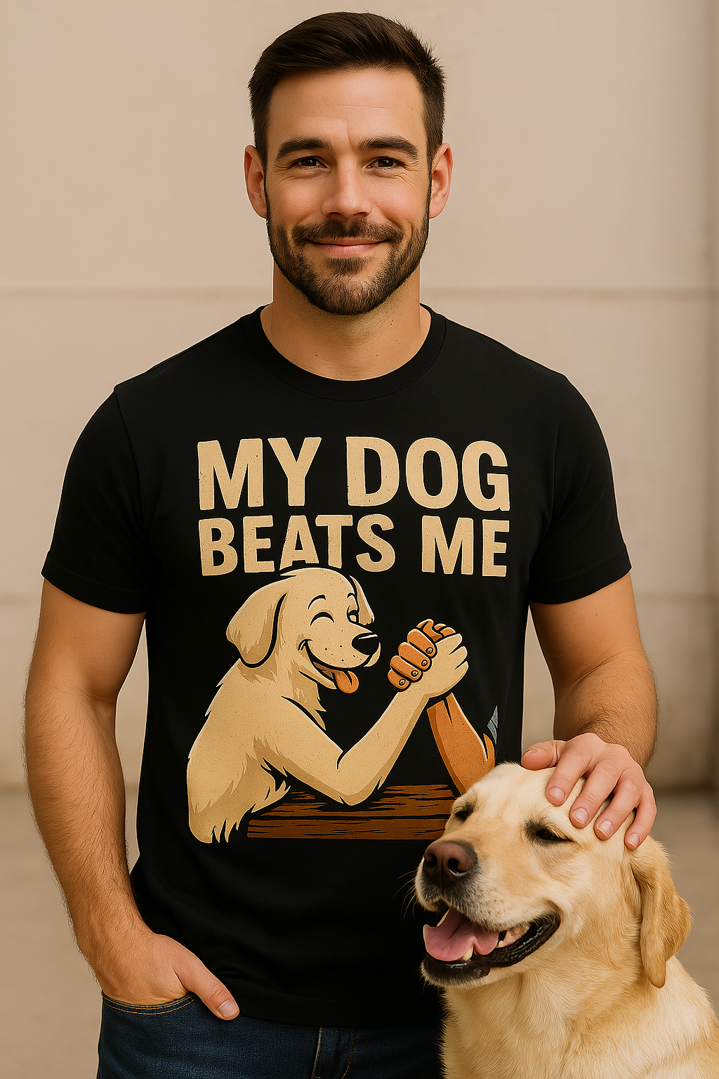 "My Dog Beats Me" - Funny Dog Owner Tee