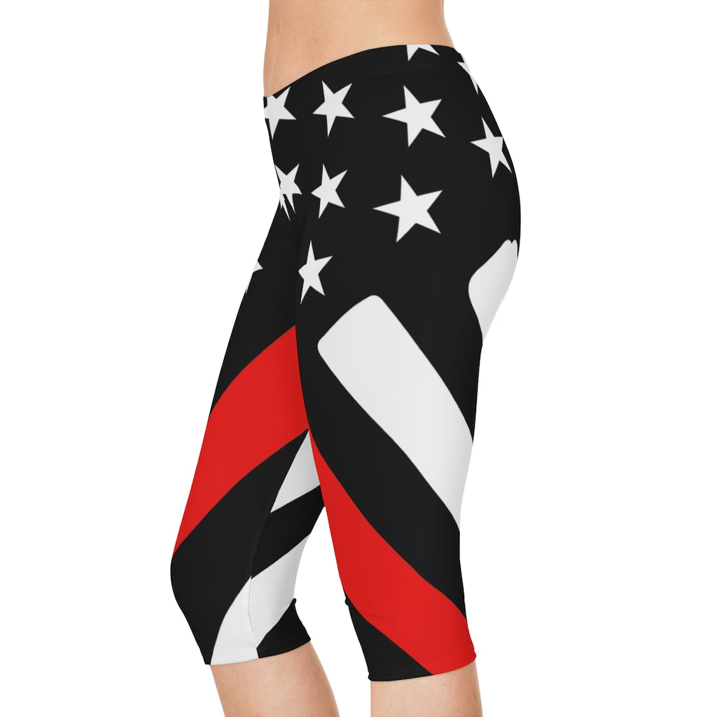 Thin Red Line Stars n Stripes Women's Capri Leggings – Shop With Cre