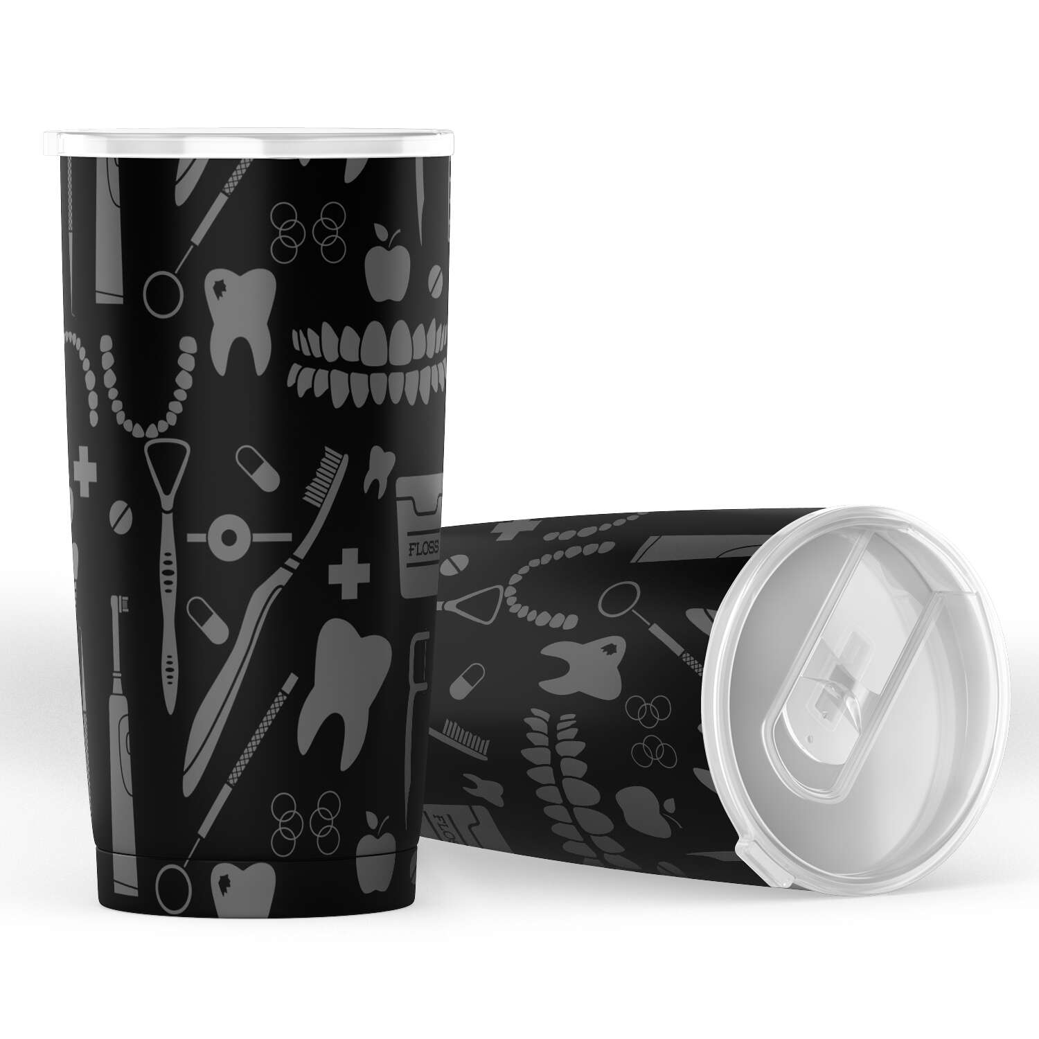 Dental Pattern Black Tumbler