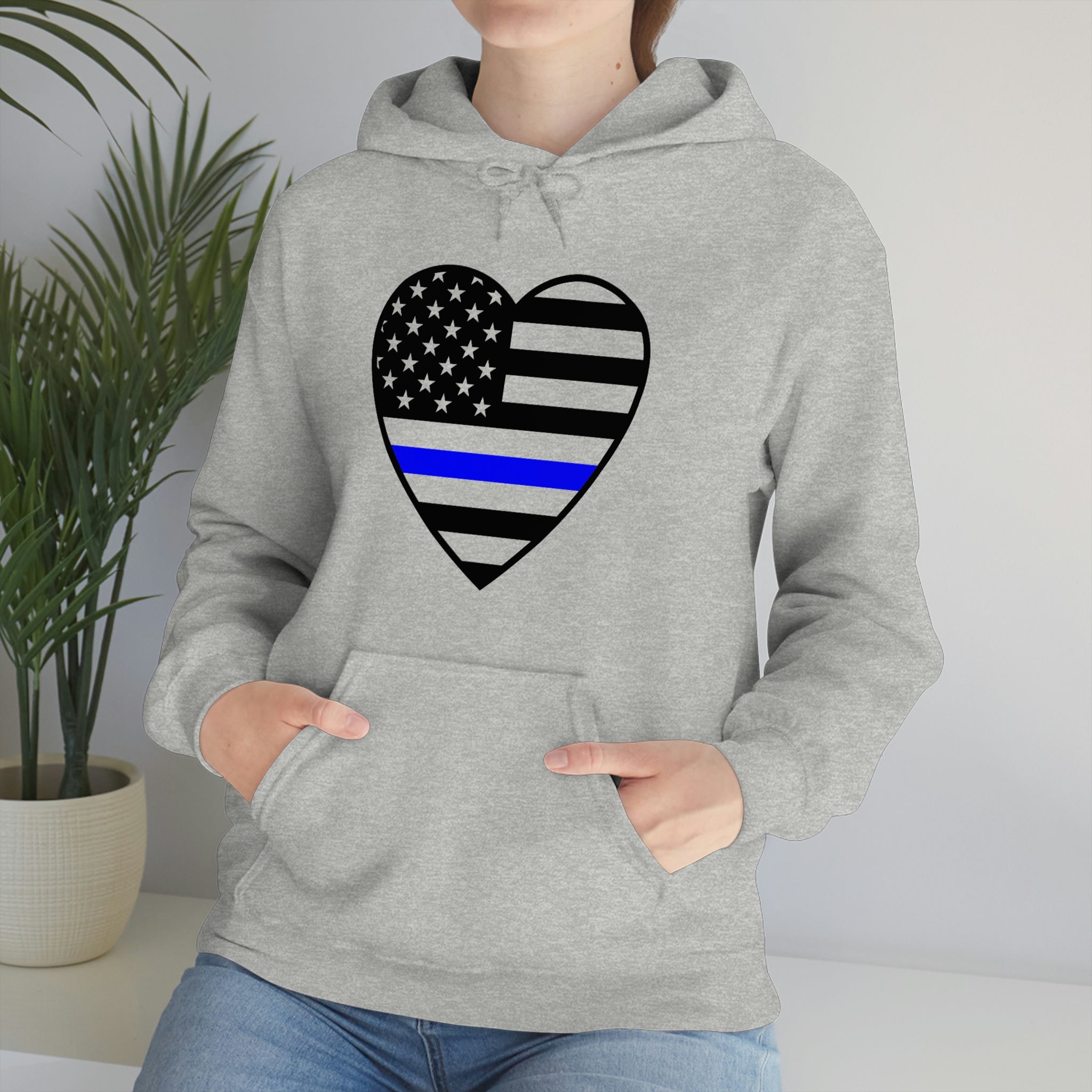 Thin Blue Line Heart Unisex Hoodie