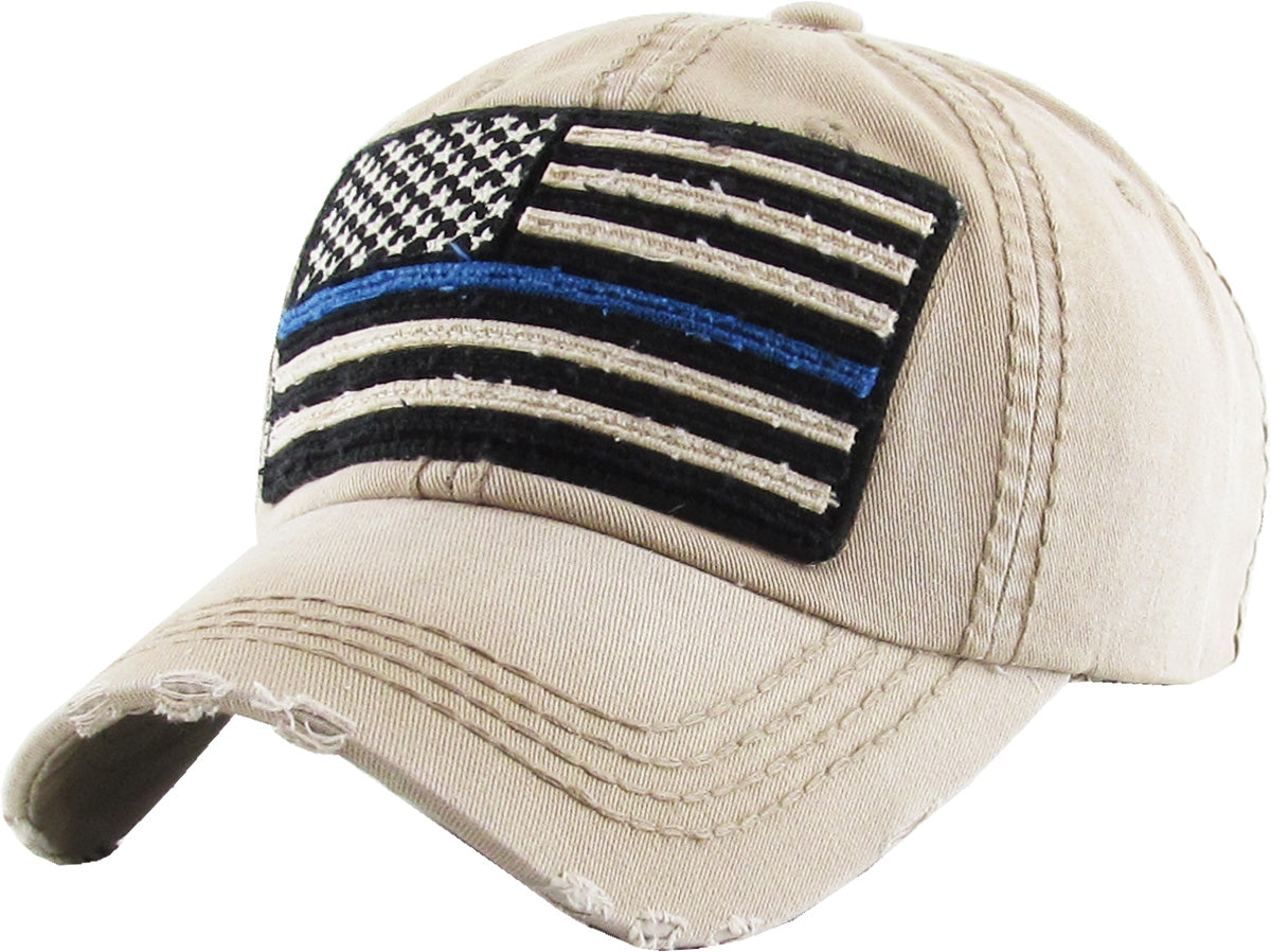 Thin Blue Line American Flag Vintage Ballcap