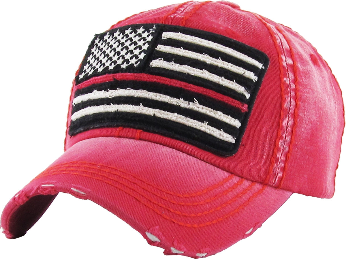 Thin Red Line American Flag Vintage Ballcap